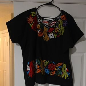 Embroidered Black Women's Top